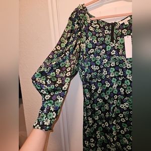 Topshop Satin Puff Sleeve Dress